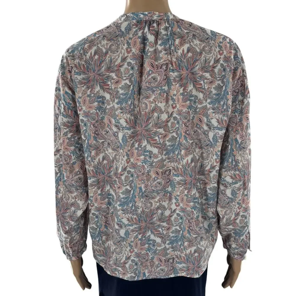 J. Crew x Liberty London Faraway Plum Floral Cotton Voile Button Front Top